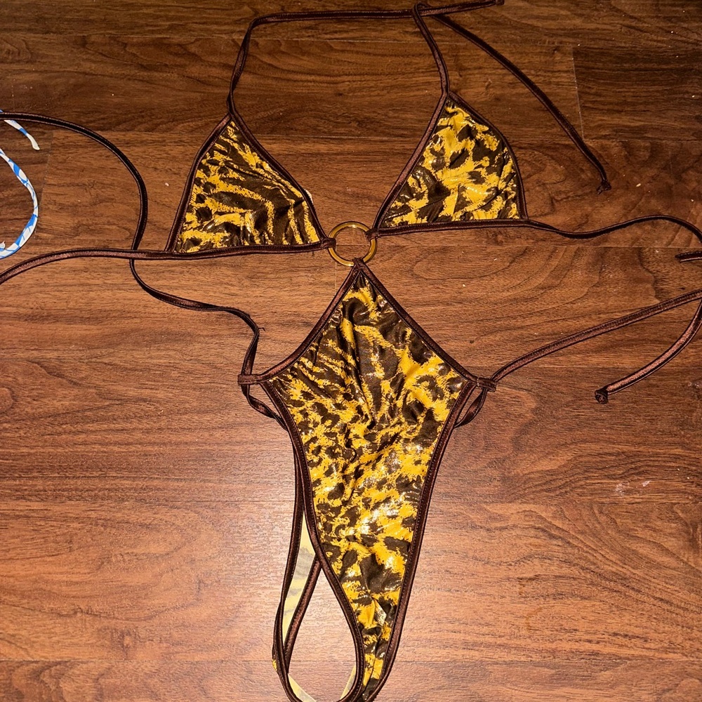 RAVE Leopard Print Bikini with Brown Straps